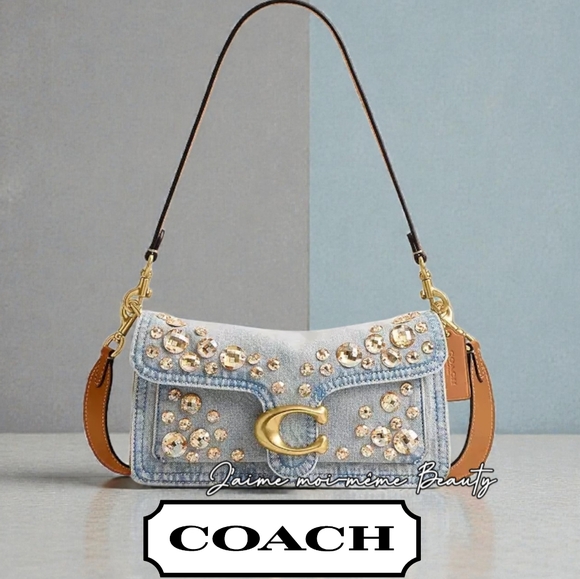 Coach Handbags - Coach RETAIL Bleach Washed Denim Tabby 26 With Distressed Crystals Style CCW92